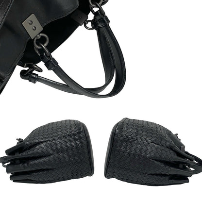 Bottegaveneta Shoulder Bag Leather Black Intrecciato Women