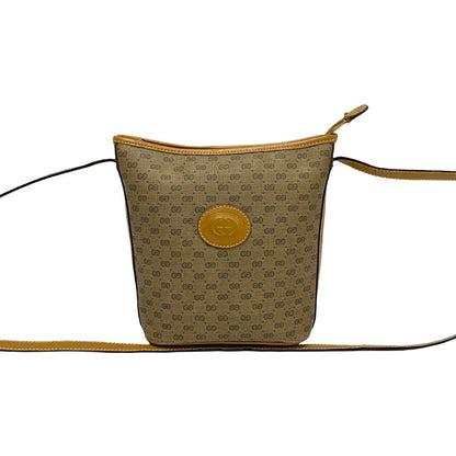 Gucci Shoulder Bag Leather, Pvc Brown Micro Gg Logo Women
