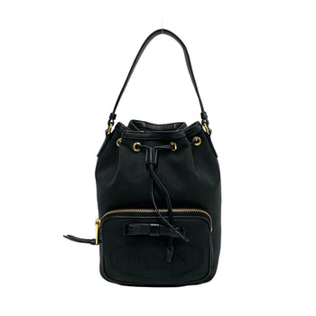 Prada Shoulder Bag Leather, Canvas Black Logo Duet Women