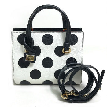 Dolce&Gabbana Handbag Leather White X Black X Red Dot Pattern 2Way Women