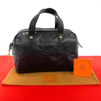 Loewe Handbag Leather Black Anagram Logo Women