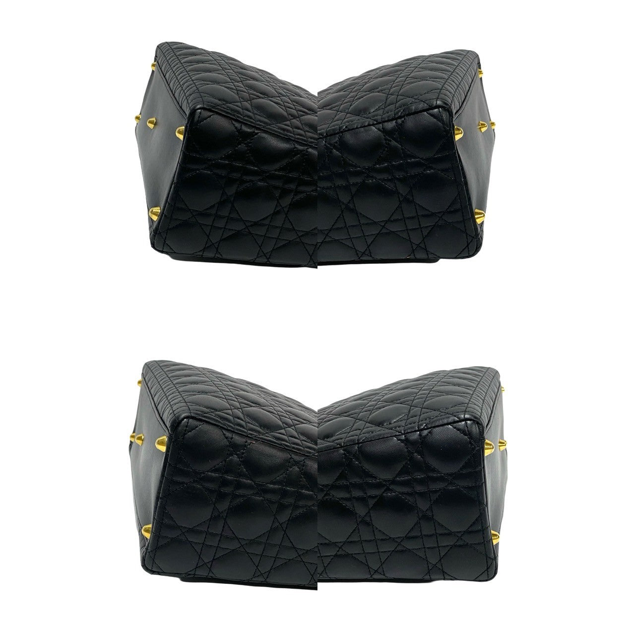 Dior Handbag Leather Black Cannage Stitch Lady Dior Women