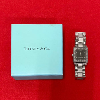 Tiffany&Co. Watches Quartz Stainless Steel , Quartz Silver Vintage Atlas Square Black Dial Women