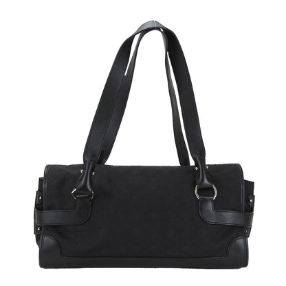 Salvatore Ferragamo Handbag Ex-21 4913 Canvas, Leather Black Gancini Women