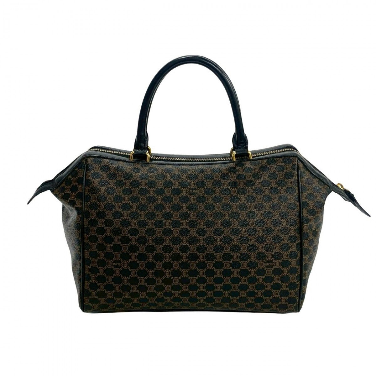 Celine Handbag Leather, Pvc Black Macadam Blason Triomphe Pattern Women