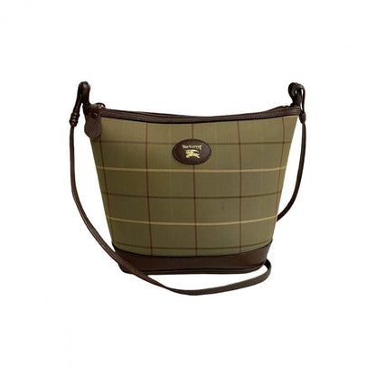 Burberry Shoulder Bag Leather, Canvas Khaki Shadow Horse Logo Nova Check Women