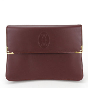 Cartier Business Bag Leather Wine-Red Must Line Unisex(Unisex)