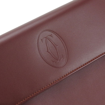 Cartier Business Bag Leather Wine-Red Must Line Unisex(Unisex)