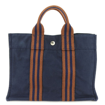 Hermes Tote Bag Canvas Navy Fool Toepm Unisex(Unisex)