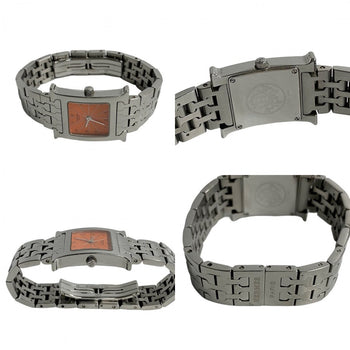 Hermes Watches Quartz Hh1.210 Stainless Steel Silver Quartz H Watch Orange Dial Women