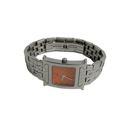 Hermes Watches Quartz Hh1.210 Stainless Steel Silver Quartz H Watch Orange Dial Women