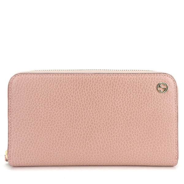 Gucci Long Wallet Purse 449347 Leather Pink Interlocking Women