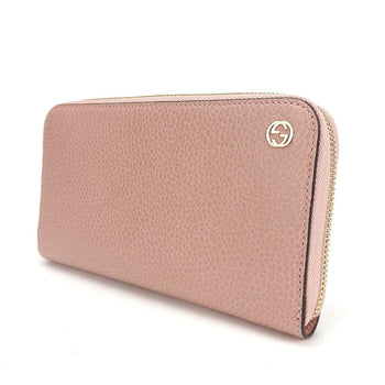Gucci Long Wallet Purse 449347 Leather Pink Interlocking Women