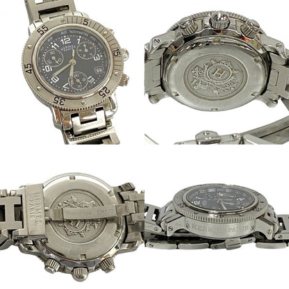 Hermes Watches Stainless Steel Silver Quartz Clipper Date Women