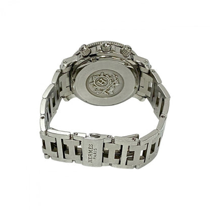 Hermes Watches Stainless Steel Silver Quartz Clipper Date Women