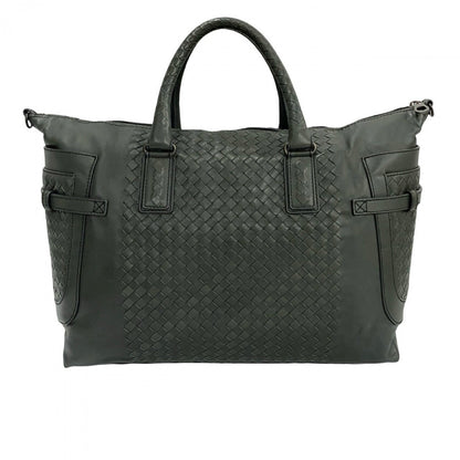 Bottegaveneta Shoulder Bag Leather Gray Intrecciato Mens