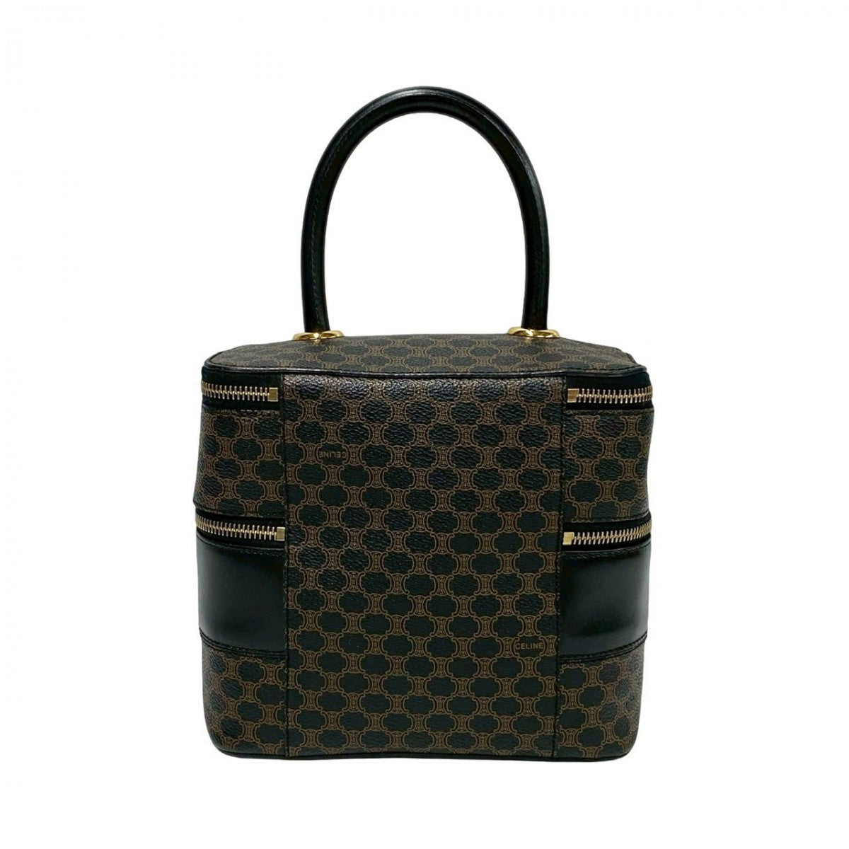 Celine Handbag Leather, Pvc Black Macadam Blason Triomphe Pattern Women