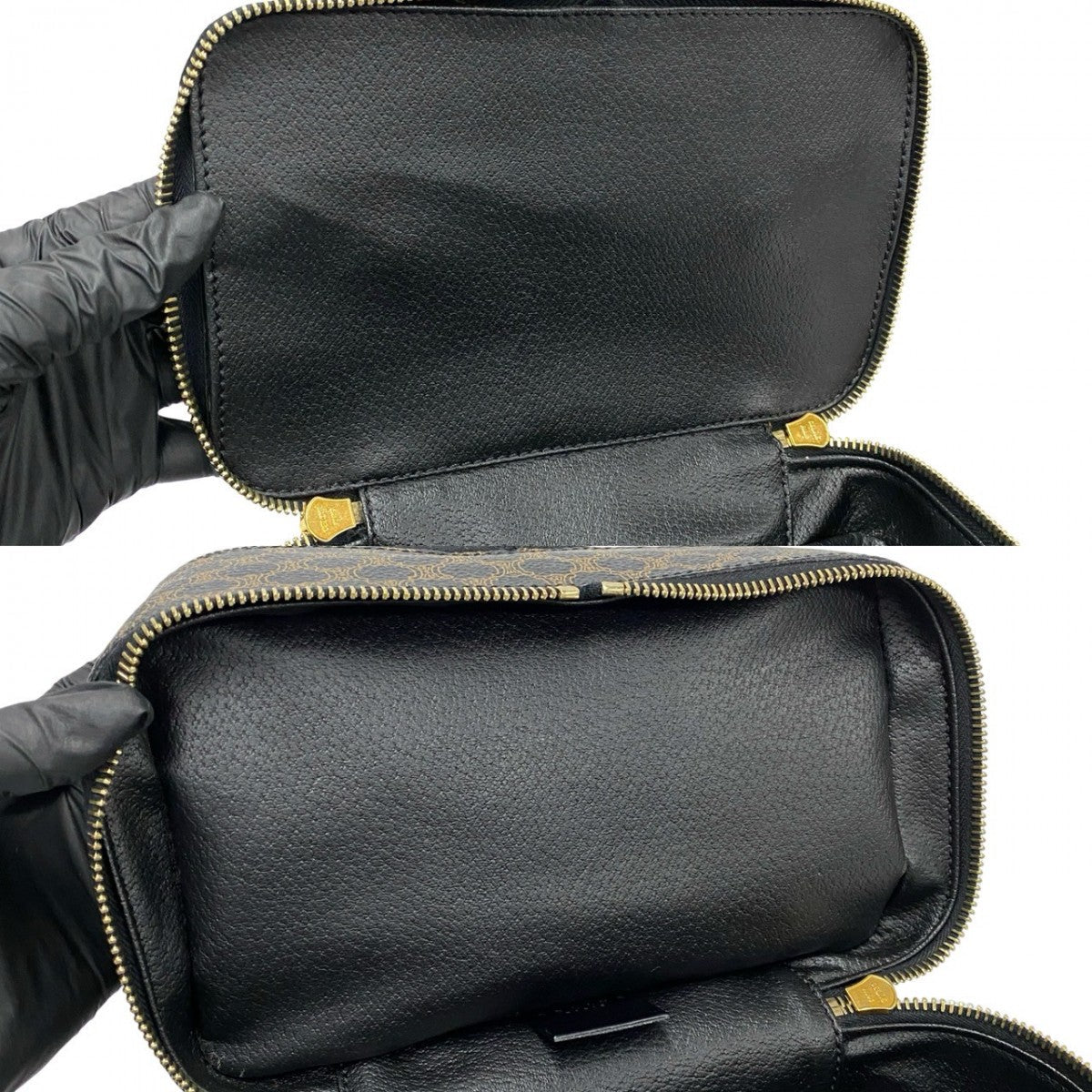 Celine Handbag Leather, Pvc Black Macadam Blason Triomphe Pattern Women