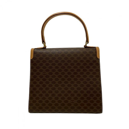 Celine Shoulder Bag Leather, Pvc Brown Macadam Blason Pattern Logo Ring Metal Women