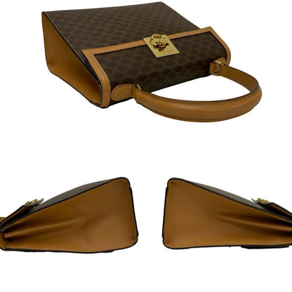 Celine Shoulder Bag Leather, Pvc Brown Macadam Blason Pattern Logo Ring Metal Women