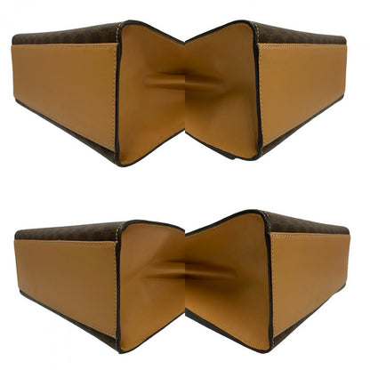 Celine Shoulder Bag Leather, Pvc Brown Macadam Blason Pattern Logo Ring Metal Women