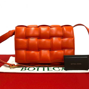 Bottegaveneta Shoulder Bag Leather Orange Padded Cassette Women
