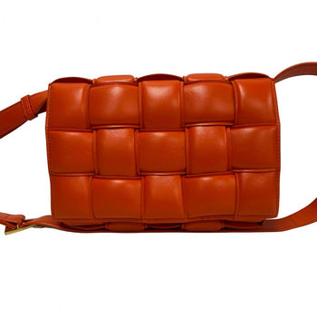 Bottegaveneta Shoulder Bag Leather Orange Padded Cassette Women