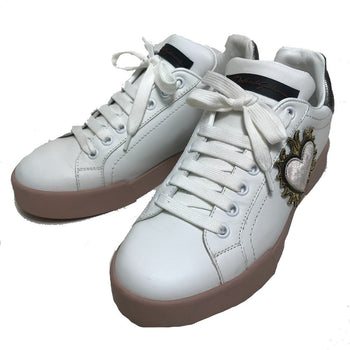 Dolce&Gabbana Sneakers Leather White X Beige Pink Portofino Portofino Collection Women 36