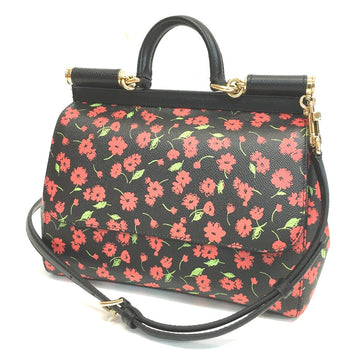 Dolce&Gabbana Shoulder Bag Leather Black X Red X Green Flower Flower Pattern Sicily Women