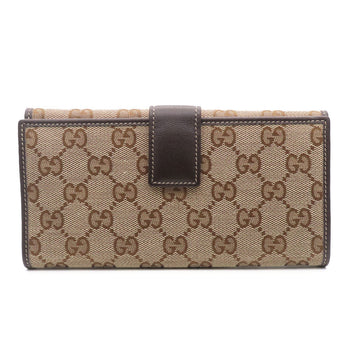 Gucci Long Wallet Purse 245723 Gg Canvas, Leather Brown Women