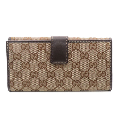 Gucci Long Wallet Purse 245723 Gg Canvas, Leather Brown Women