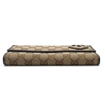 Gucci Long Wallet Purse 245723 Gg Canvas, Leather Brown Women