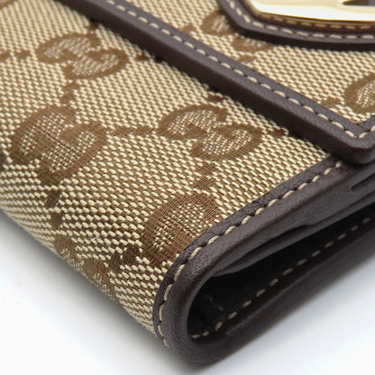 Gucci Long Wallet Purse 245723 Gg Canvas, Leather Brown Women