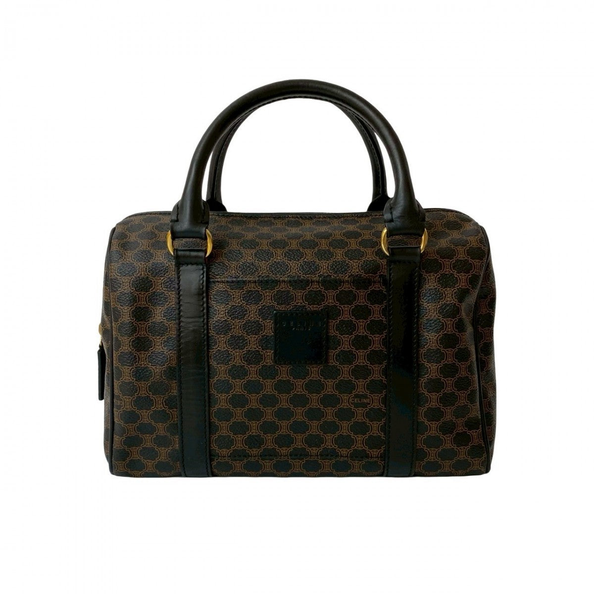 Celine Handbag Leather, Pvc Black Macadam Blason Triomphe Women