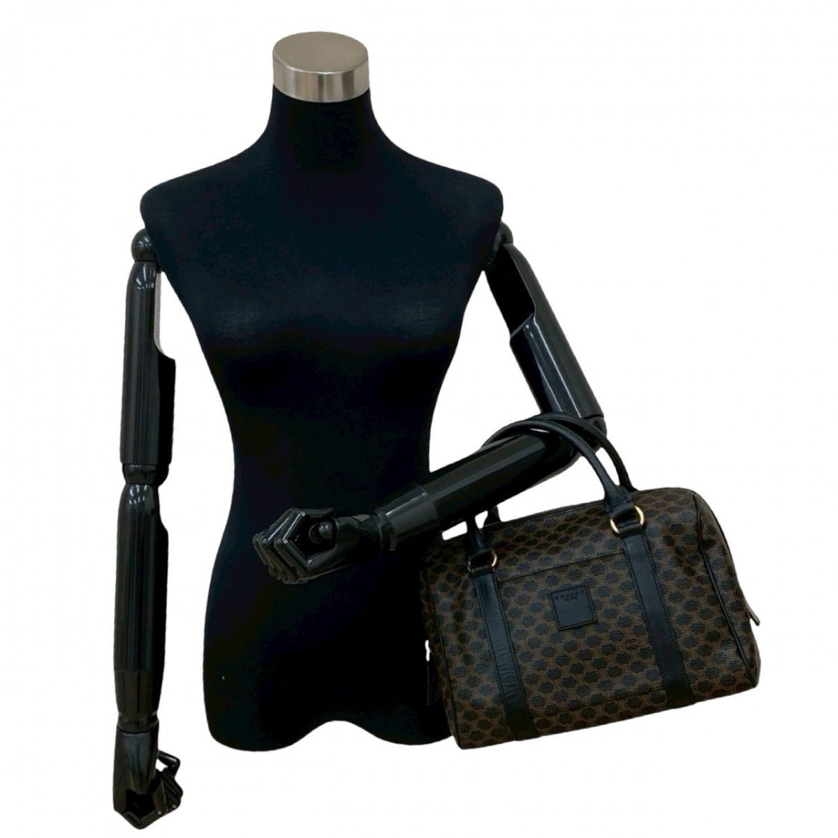 Celine Handbag Leather, Pvc Black Macadam Blason Triomphe Women