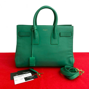 Yves Saint Laurent Shoulder Bag Leather Green Sac De Jules