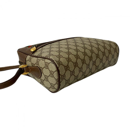 Gucci Shoulder Bag Leather, Pvc Brown Gg Logo Metal Sherry Line Women