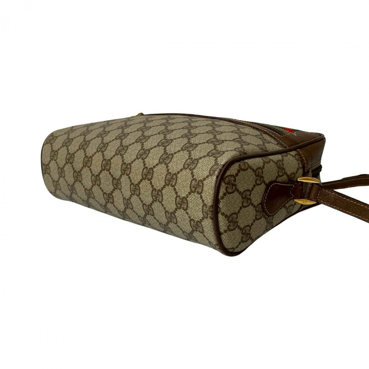 Gucci Shoulder Bag Leather, Pvc Brown Gg Logo Metal Sherry Line Women