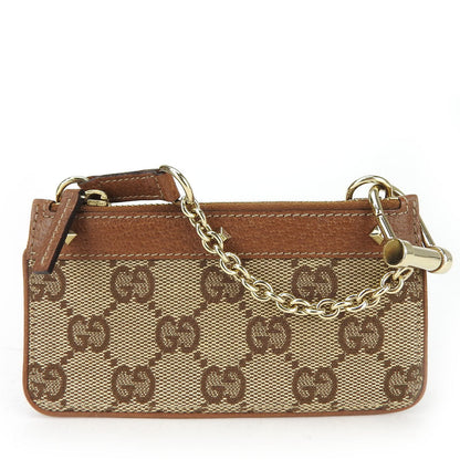 Gucci Coin Case 120971 Gg Canvas, Leather Brown Women
