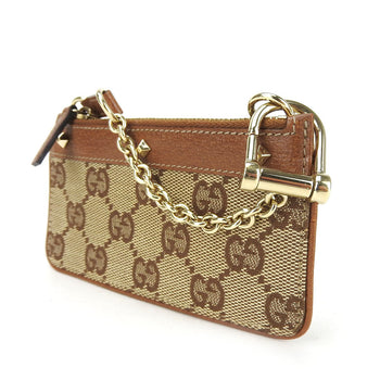 Gucci Coin Case 120971 Gg Canvas, Leather Brown Women