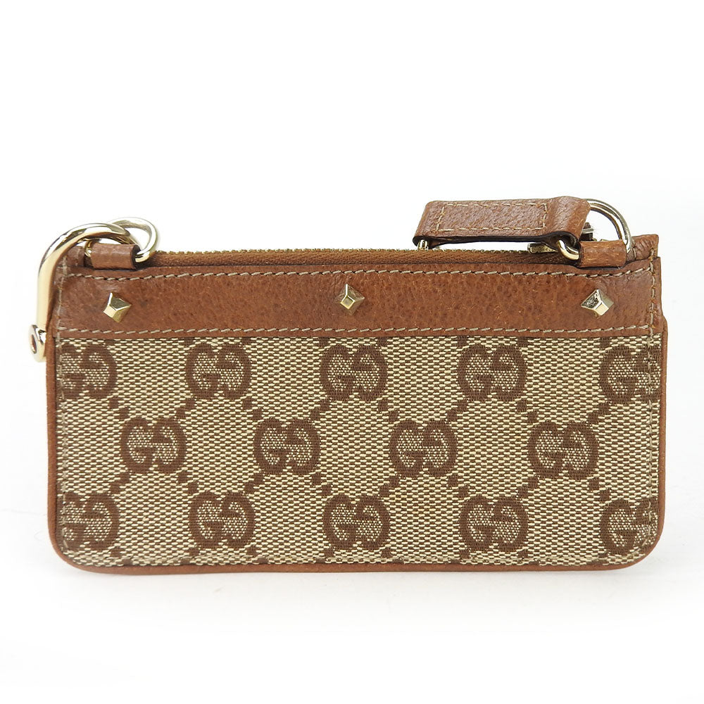 Gucci Coin Case 120971 Gg Canvas, Leather Brown Women