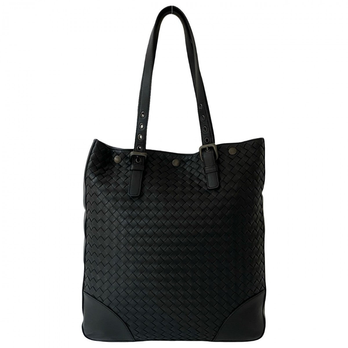 Bottegaveneta Tote Bag Leather Black Intrecciato Mens