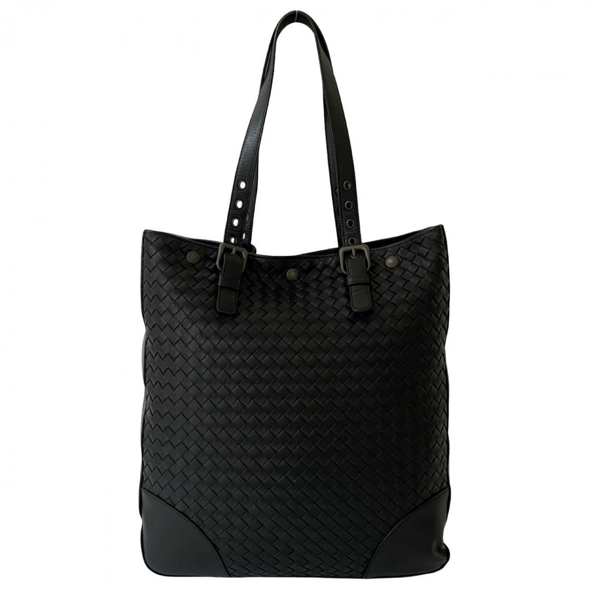 Bottegaveneta Tote Bag Leather Black Intrecciato Mens