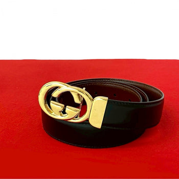 Gucci Belt Leather Black Interlocking G 9030