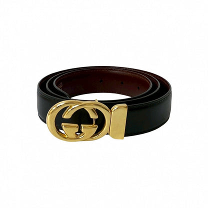 Gucci Belt Leather Black Interlocking G 9030