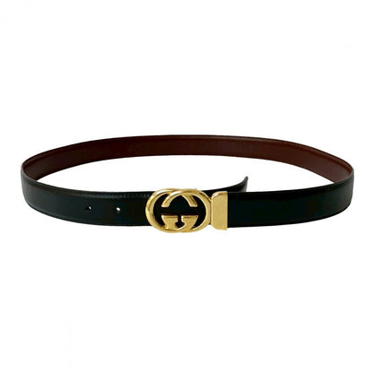 Gucci Belt Leather Black Interlocking G 9030