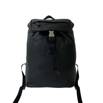 Prada Backpack Leather Black Prada Logo Metal Mens(Unisex)