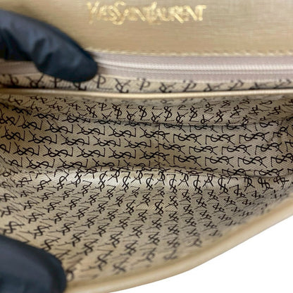 Yves Saint Laurent Shoulder Bag Leather, Pvc Brown Ysl Logo Women
