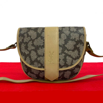 Yves Saint Laurent Shoulder Bag Leather, Pvc Brown Ysl Logo Women