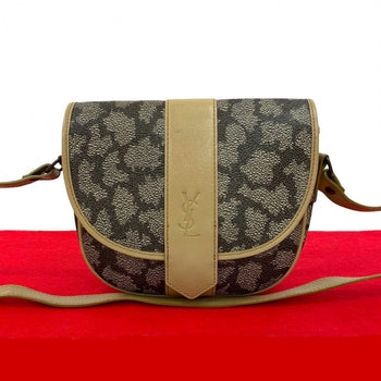 Yves Saint Laurent Shoulder Bag Leather, Pvc Brown Ysl Logo Women
